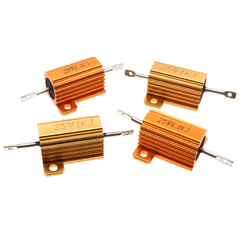 RX24-25W Aluminum Power Metal Shell Case Wirewound Resistor 0.01~300K 1 2 3 5 6 8 10 20 100 150 200 300 500 1K 10K 100K 300K ohm