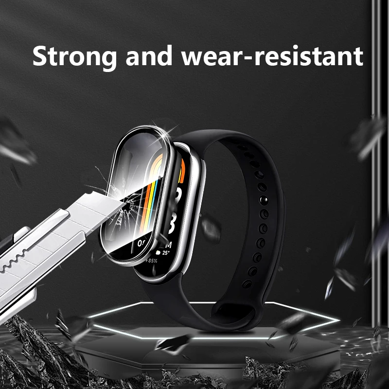 เคสสำหรับ Xiaomi Mi band 8เคสป้องกันหน้าจอกระจกเทมเปอร์เคสกรอบป้องกัน PC แบบแข็งสำหรับ Xiaomi Mi band 8
