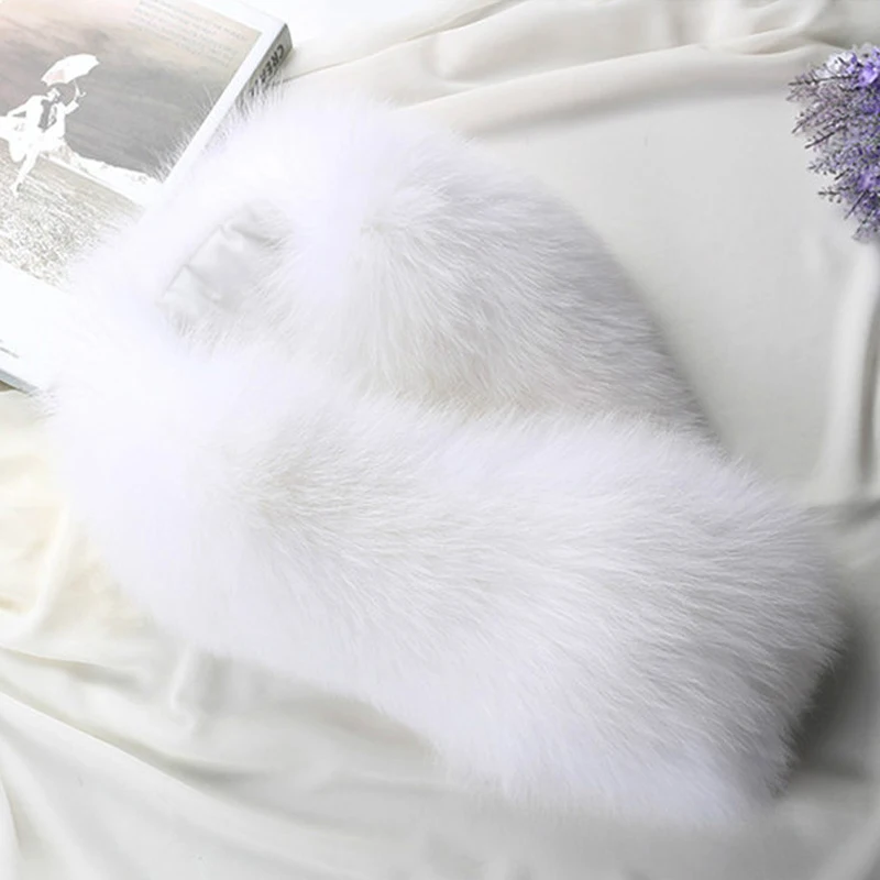Winter Genuine Fox Fur Scarf Warm Wrap Real Fur Collar Decorate Luxury 100% Natural Silver Fox Scarves Women's Long Shawl Unisex