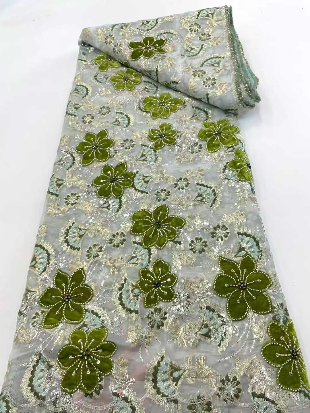 

2024, роскошная африканская кружевная ткань с блестками и бисером, высокое качество, нигерийская свадебная вышивка для жениха, французский тюль, кружево