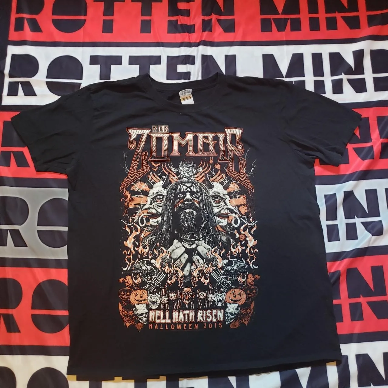 تي شيرت Rob Zombie Hell Hath Risen Halloween 2015 أسود قصير الأكمام NH23219 #1