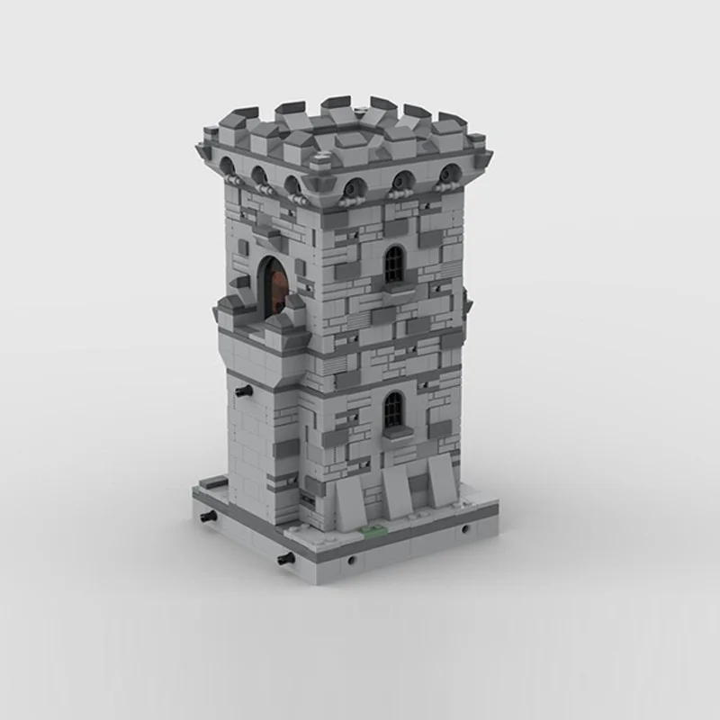 中世の城モデル MOC 組み立てブロック 小さな岩壁塔 モジュール式テクノロジー 子供向けホリデーギフト 組み立ておもちゃセット