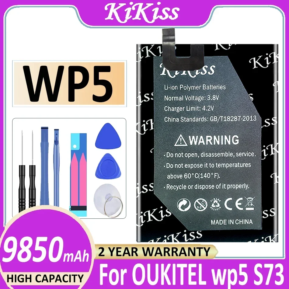 

9850mAh KiKiss Replacement Battery For OUKITEL Wp5 S73 3.85V HT2749B-S73 REV1.3 High Capacity Battery + Free Toold