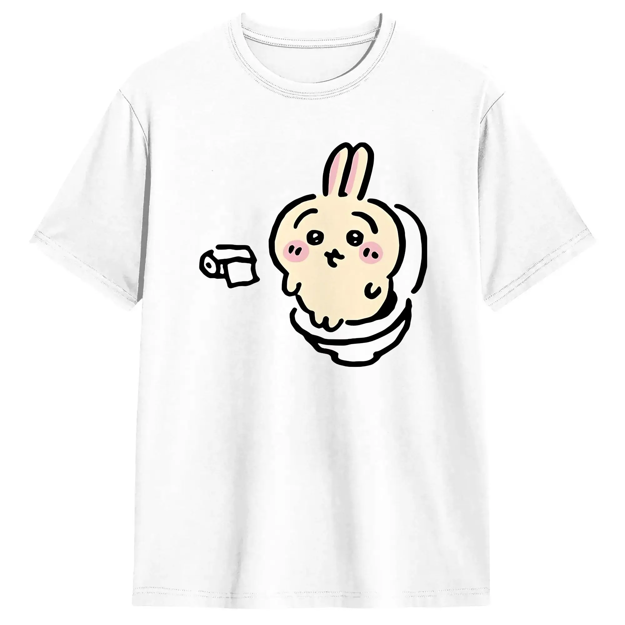 Usagi On The Toilet Potty Chiikawas T Shirt Summer Cotton T-Shirts For Mens Hip Hop Pattern Tee Shirt Short-Sleeved Funny Tops
