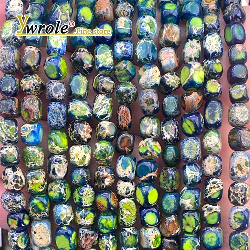 Natural Stone 5-7MM Irregular Lemon Green Blue Sea Sediment Jasper Spacer Beads for Jewelry Making Diy Bracelet Accessories