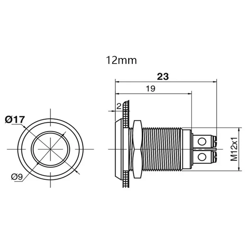 1 pz 12mm LED Indicatore di Metallo Indicatore di Alimentazione Piatto Lampada di Segnalazione Impermeabile 6V12V24V220V
