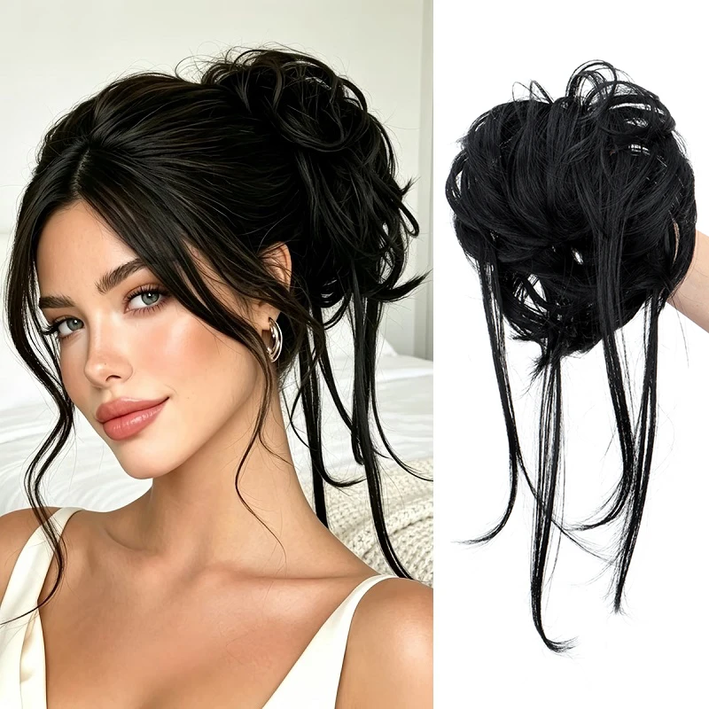 

Synthetic Messy Hair Bun Short Wavy Curly Chignon in Hairpieces Tousled Updo Donut Hair Extension Ponytail for Women