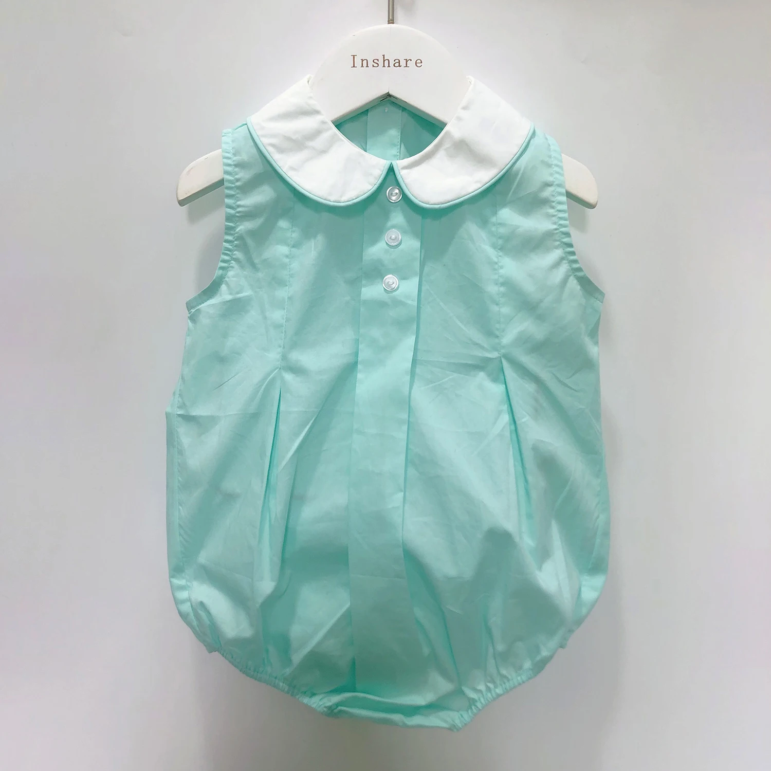 Vêtements de boutique pour enfants, tenue en fibre de coton pour bébés filles, vert bulle, épissage à la main, col de fleurs, tenue mignonne pour