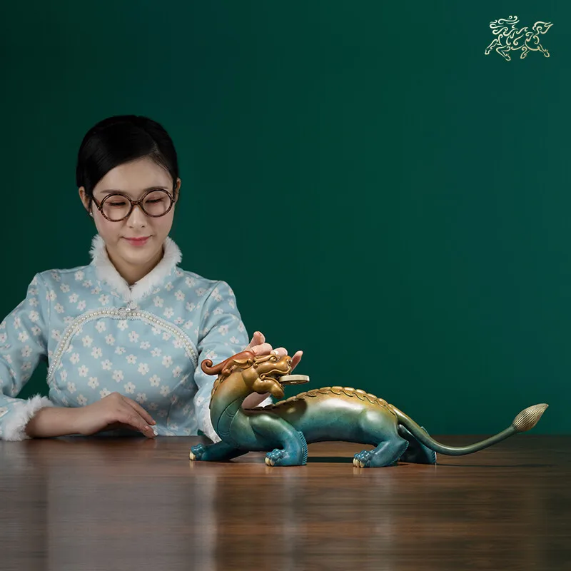 فريدة من نوعها التميمة خارق الطبيعة الأسطورية الحيوان التنين PI XIU تجنيد المال البرونزية نحت تمثال شريط المنزل مخزن حظا سعيدا #4