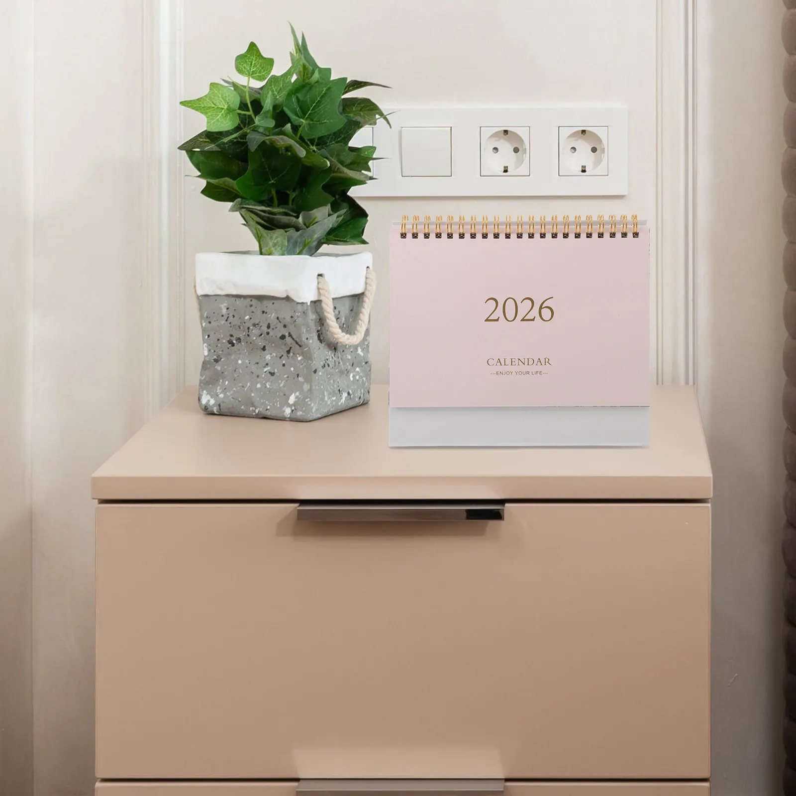 

Desk Calendar 2026 Minimalist Mini Standing Flip Small Monthly Planner Desktop Decoration Office Desk Calendar Pink