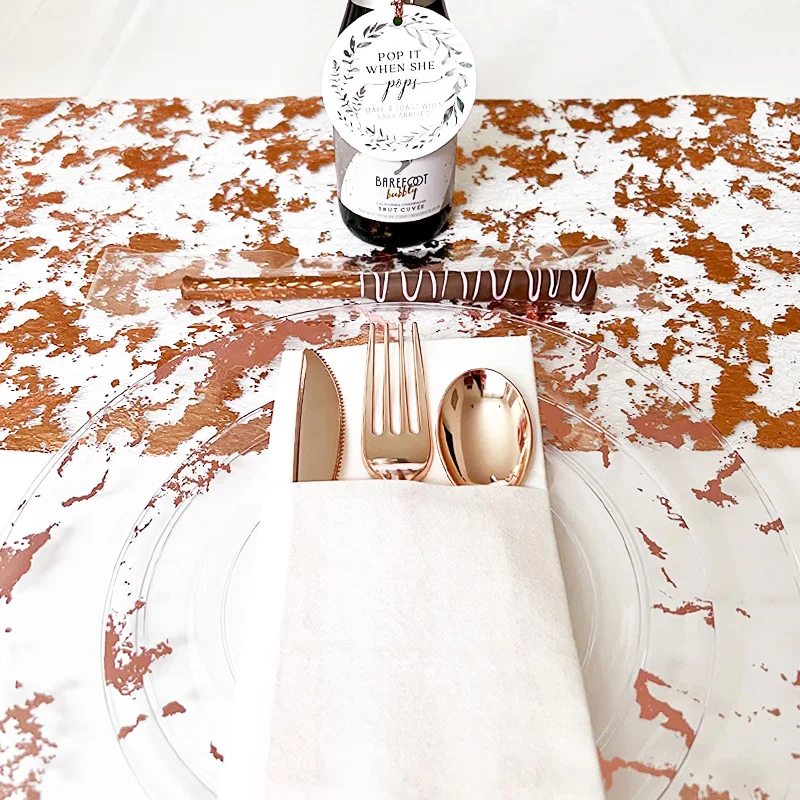 Rose Gold Table Runner Metallic Gold Organza Tulle Roll Thin Mesh Table Runner For Wedding Bridal Shower Birthday Party Decor