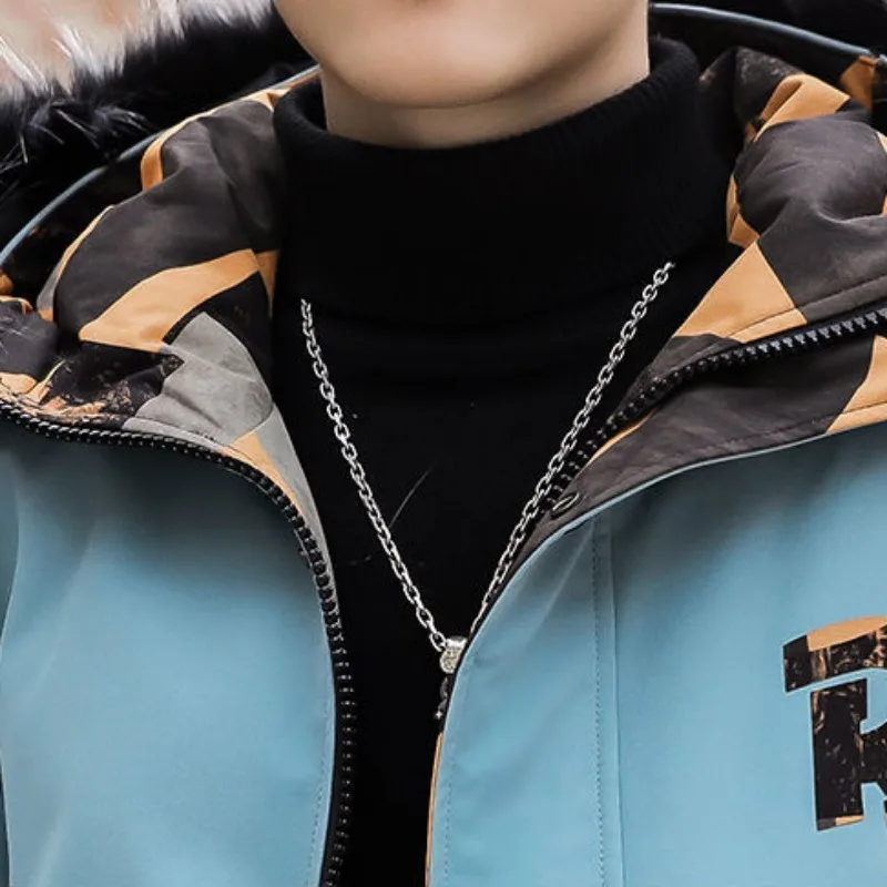 Winter Thick Coat Men Cotton-Padded Coat 2023 New Fashion Youth Parka Cotton-Padded Jacket Winter Fashion Brand Hooded Jacket