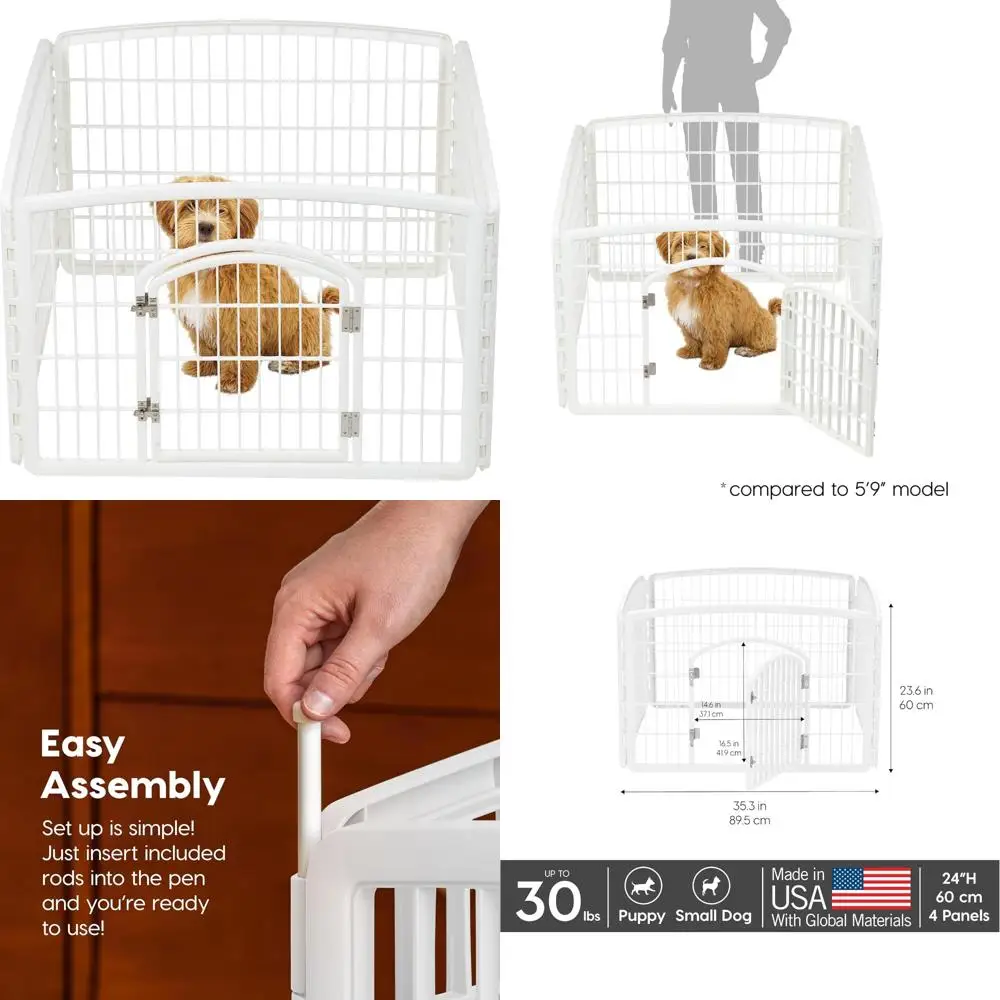 

Складной персонализируемый манеж для собак с 4 панелями, 35 x 35 x 24, подходит для внутреннего и наружного использования, идеально подходит для щенков, темного цвета, домашнего животного