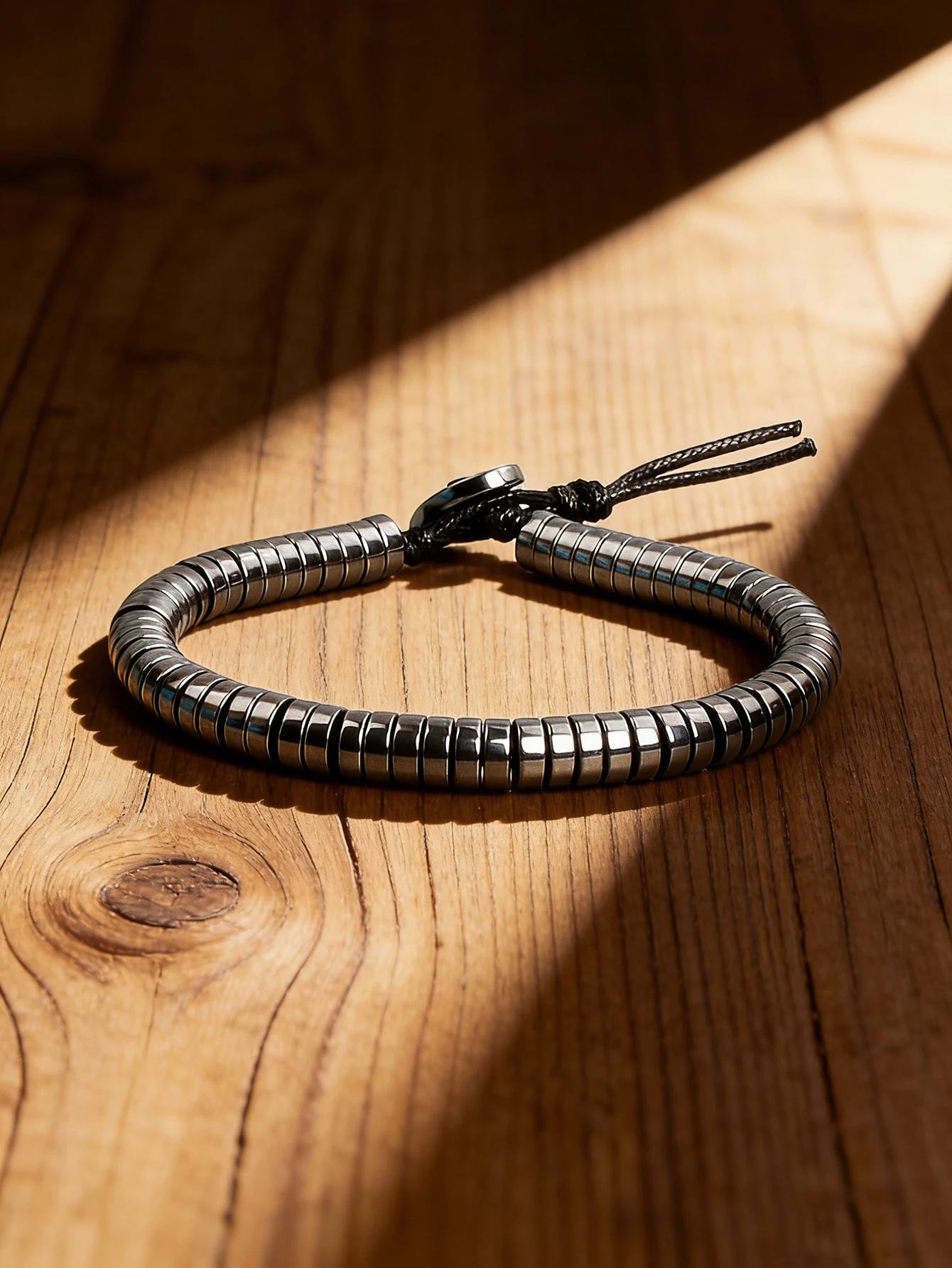 

Hematite Bracelet Handmade Natural Stone Energy Grounding Reiki Healing Protection Charm Braided Leather Spacer Bead Jewelry New