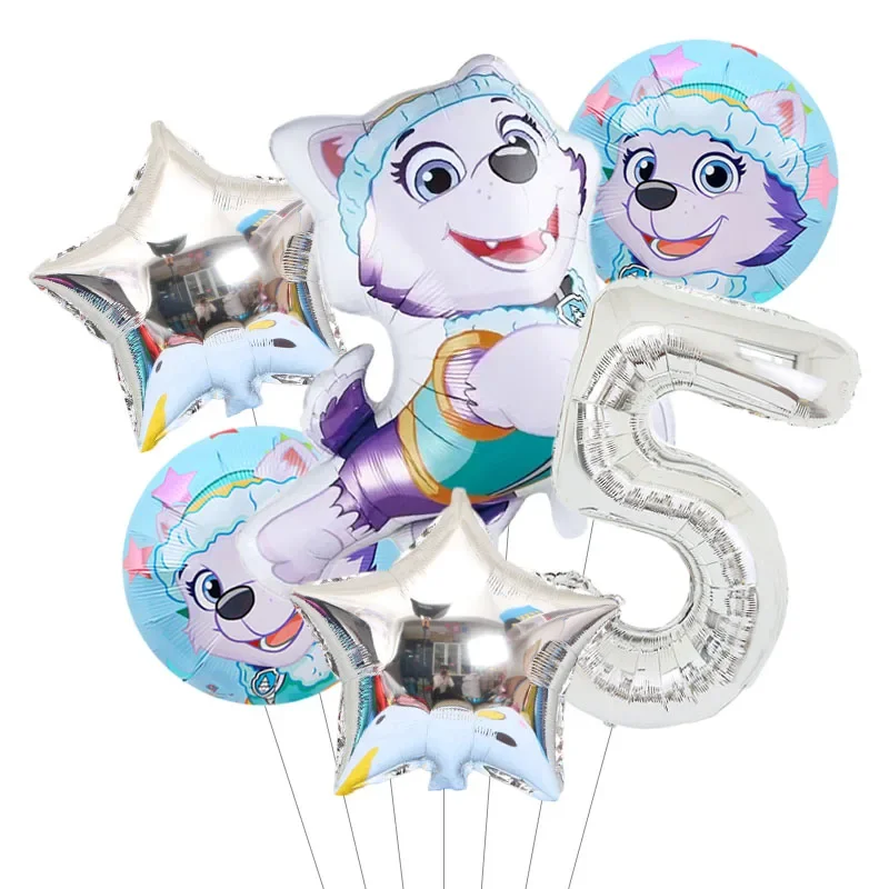 6Pcs Paw Patrol Foil Latex Balloons Set Lovely Everest Zuma Kid Birthday Party Decoration Birthday Boy Decor Baby Shower Balloon