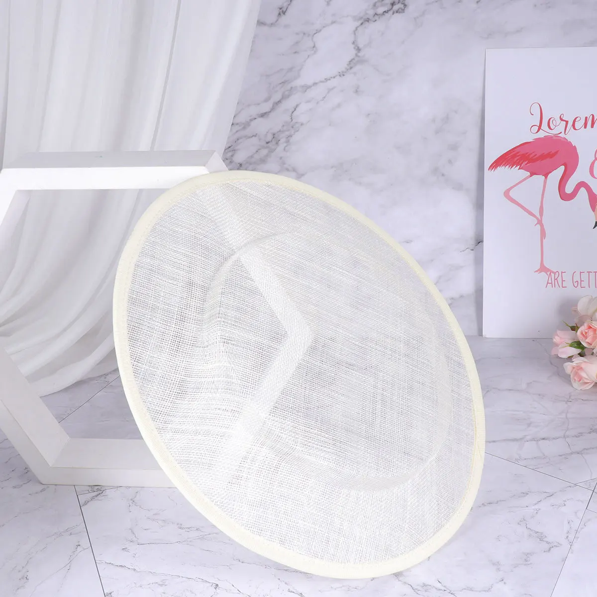 

Cocktail Hat Fascinator Base Beige Sinamay Round Yarn Easy Wear Hair Accessory for Various Hairstyles Wommen Sinamay Base