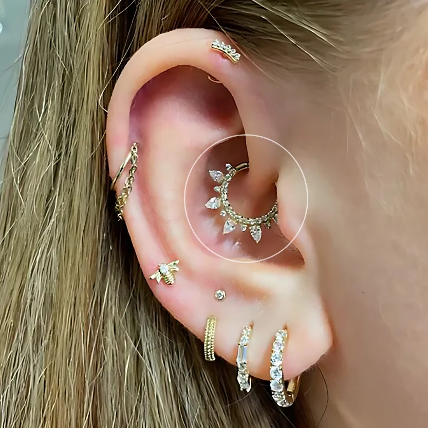1pc Daith Piercing Hoop Ohrringe Frauen Trend Zirkon Helix Piercing Septum Tragus Körper Zubehör Winzige Knorpel Ohr Schmuck – Detail 1