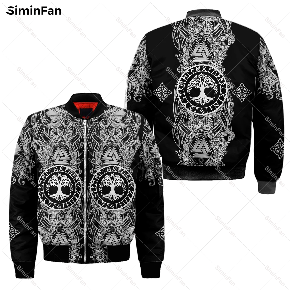 Wolf Viking 3D All Over Printed Bomber Jacket Mens Winter Quilted Cotton Coat Unisex Windproof Outerwear Female Top Streetwear-1