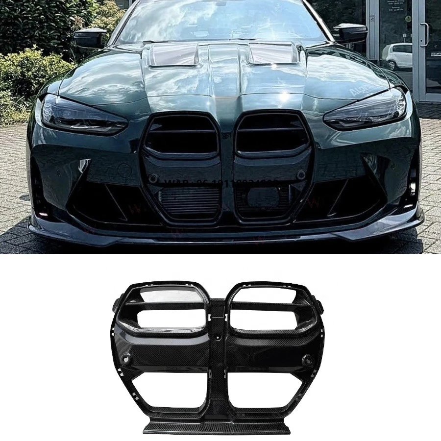 

Dry Carbon Fiber Alp-ha- N Style Front Bumper Grille for G80 M3 G82 M4 2021+ Front Grille Nose Trim Grill Bodykit