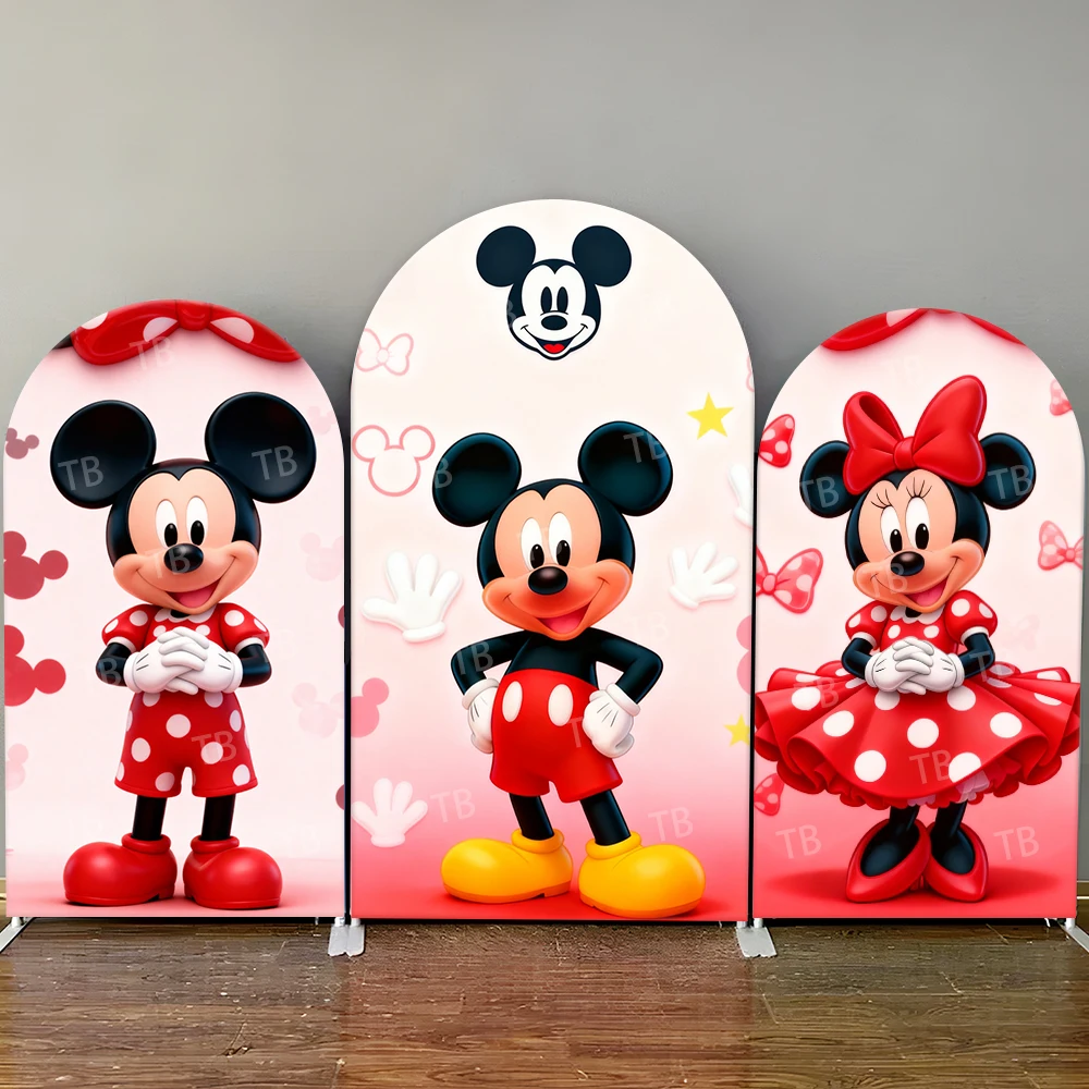 

Disney Mickey Minnie Arch Backdrop Cover Polka Dot Bow Cute Photo Booth Props for Parties & Home Decoration