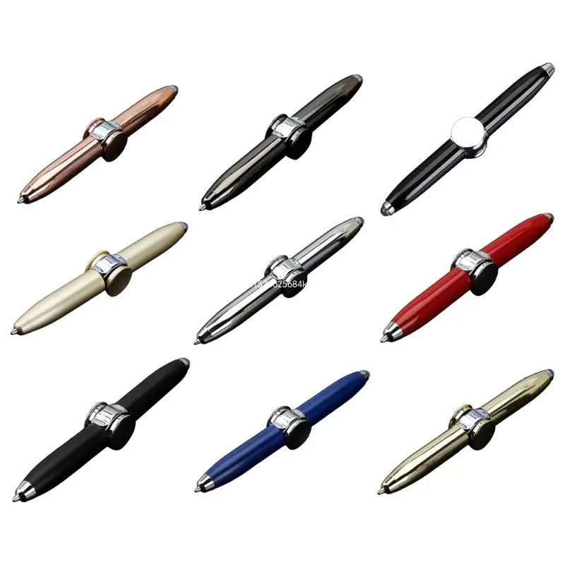 2Pcs Spinner Pen with LED Light Stress Relief Pen Metal Rotating Pen for Student Dropship