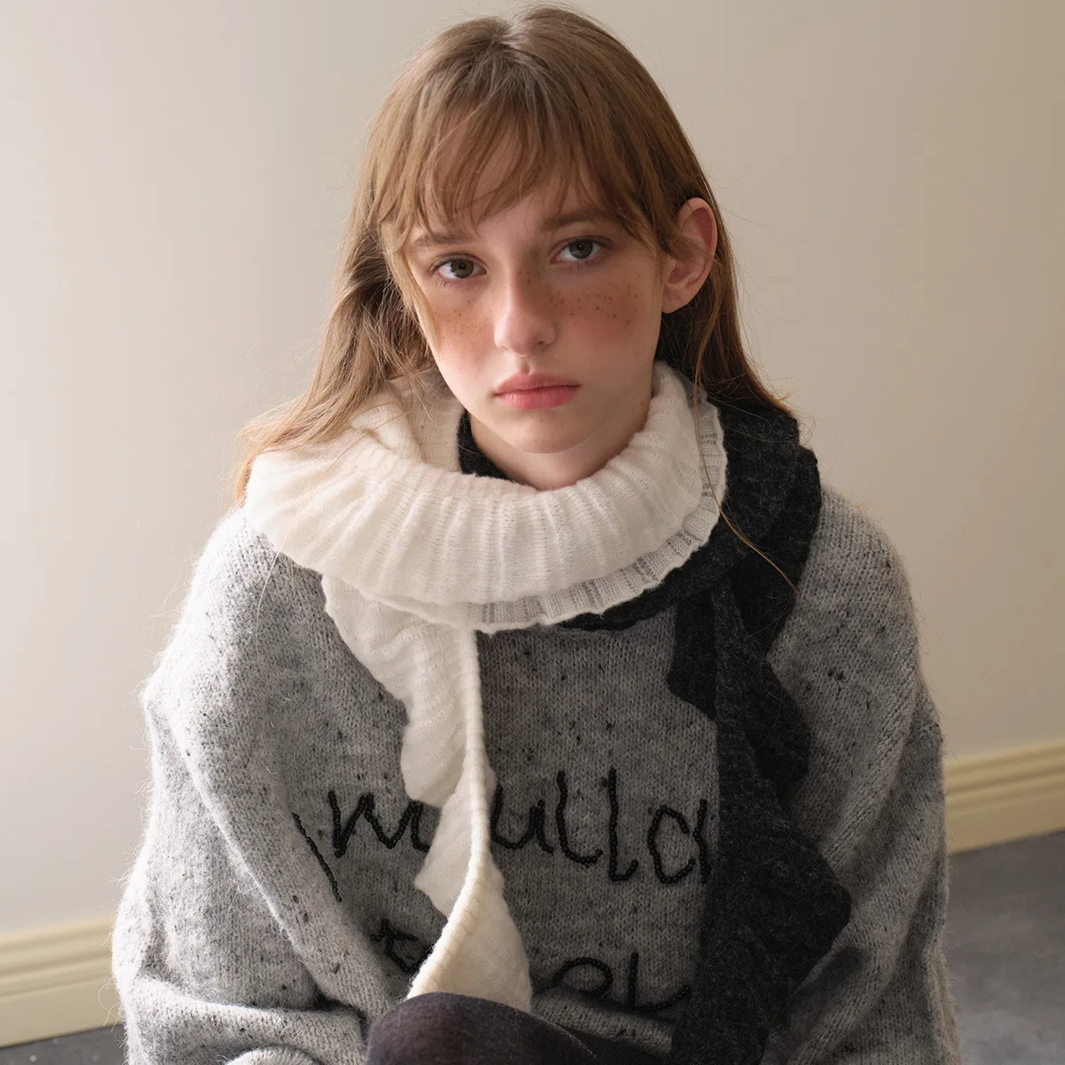 

Y2K винтажный шарф с рюшами, спиральная шерстяная вязаная накидка для женщин, зима-осень, модный аксессуар