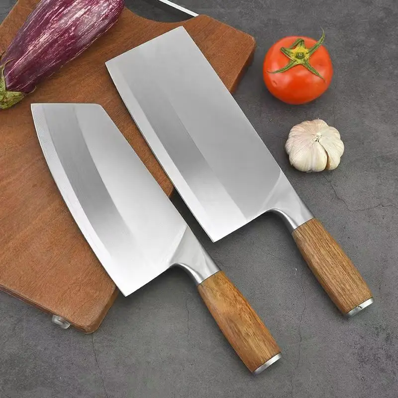 

Kitchen Knife Cleaver Chef Knife Stainless Steel Sharp Slicing Chopping Meat Wood Handle Chinese Butcher Knife Cooking Tools