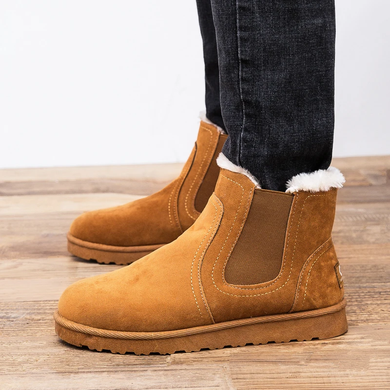 2023 New Work Shoes Men Platform Ankle Boots Men Safety Shoes Fashion Quality With Fur Boots Outdoor Booties Zapatos De Hombre