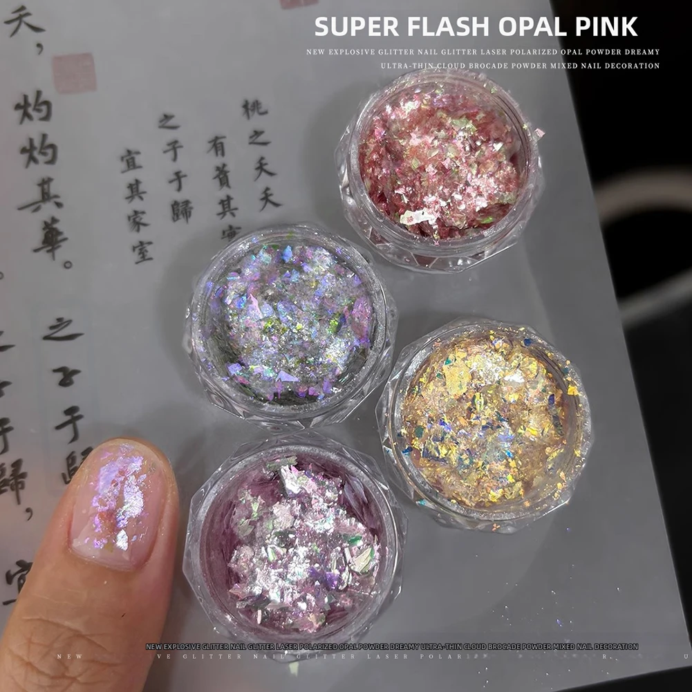 Flocons de poudre opale pour ongles en Gel, décoration scintillante, brillance longue durée, manucure, fête de vacances, Art polyvalent à faire soi-même