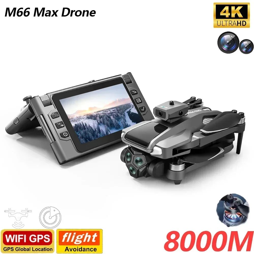 

Складной дрон M66 с пультом дистанционного управления экраном - 4K HD камера 30 минут полета 5G WiFi GPS Оптический поток Двойной ESC Бесщеточный двигатель RC Квадрокоптер