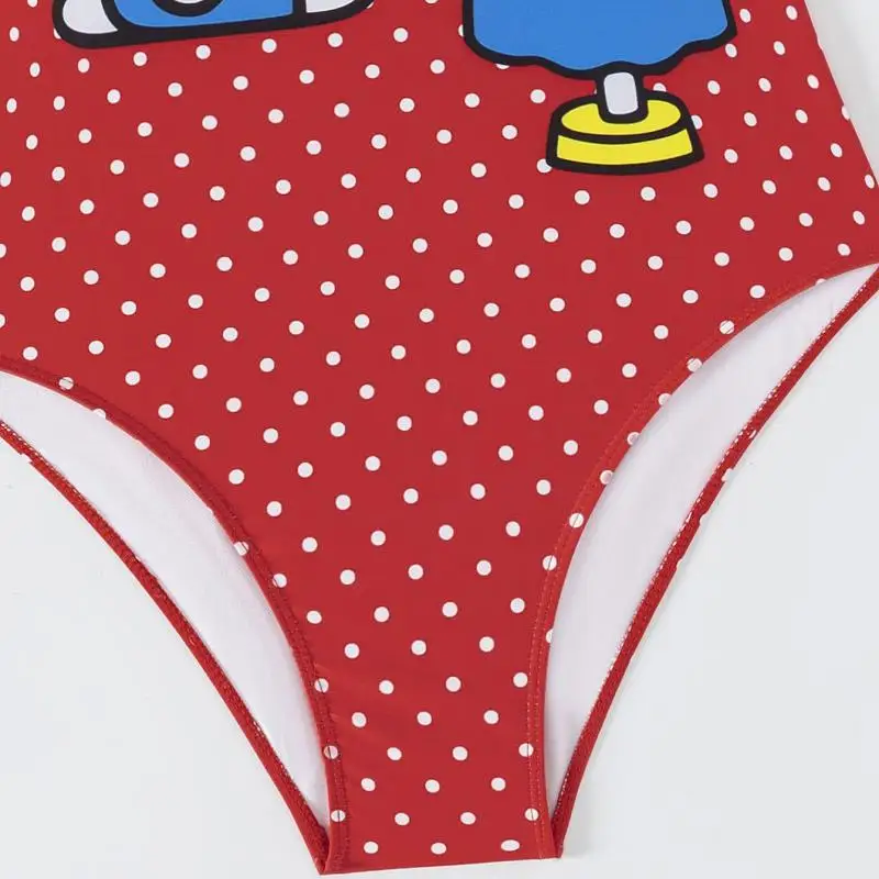 Sanrio Girl Bikini de una pieza Hello Kitty nuevo estilo traje de baño competitivo moda sin mangas cubierta del vientre playa traje de baño triangular