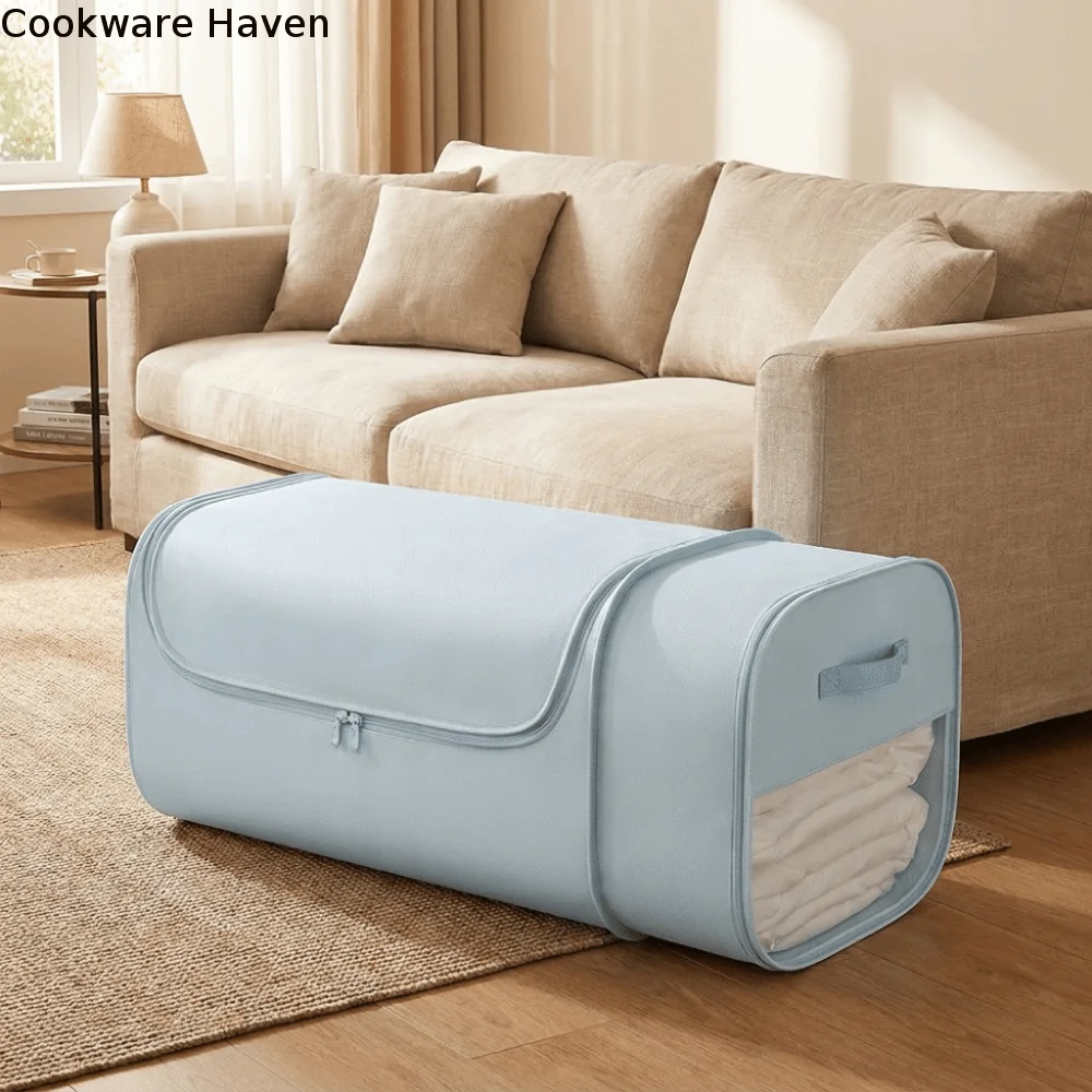 Visible Quilt Storage Bag Large Capacity Folding Comforter Storage Bag Space Saving Waterproof Clothes Storage Bag for Bedroom