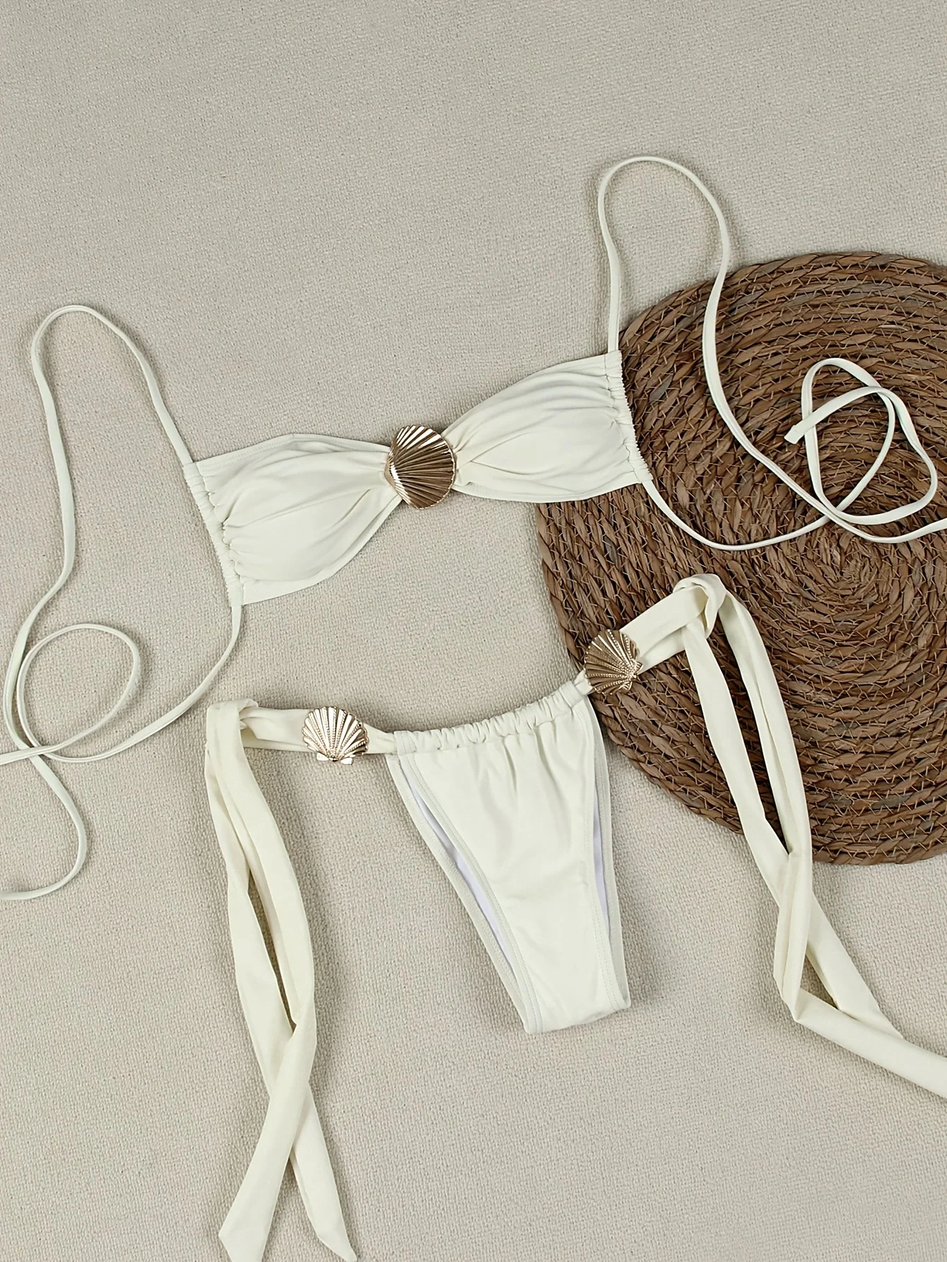 

2025 Style Shell Bikini Women Low Waist Swimsuit Fashion Sexy Bandeau Biquini Lady Perfect For Beach Female Swimwear Getways