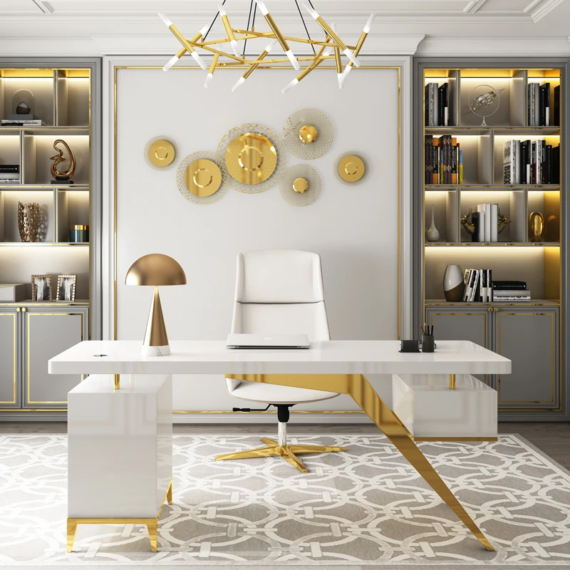 Factory Direct 2026 Modern Marble Table Office Desk Furniture with Drawer Marble Table boss Desk Cabinet Home Office Desk
