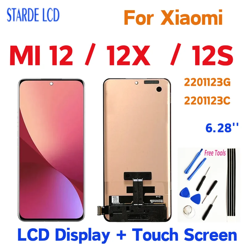 

6.28" AMOLED For Xiaomi 12 LCD Display Touch Screen Digitizer Assembly For Xiaomi Mi12 / Mi 12X / Mi 12S 2201123G 2201123C LCD