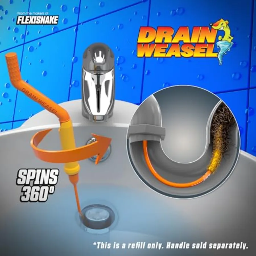 FlexiSnake сливная ласка, заправка для раковины, инструмент для удаления засоров из змеиных волос, раковина, труба, ванна, очиститель канализации, 18-дюймовый длинный гибкий