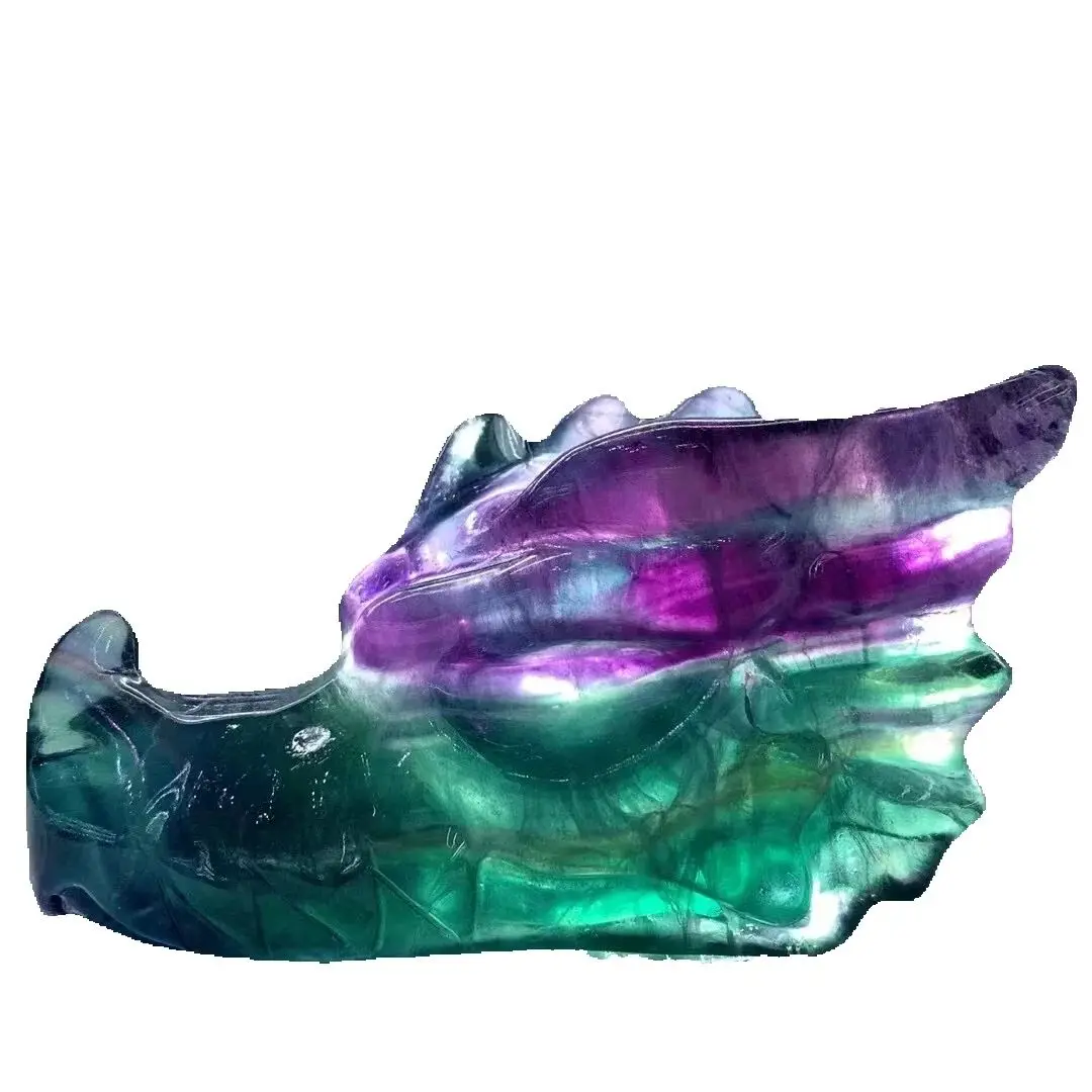 

Natural Fluorite Dragon Head, Crystal Quartz Carving, Has The Power Of Healing Energy, Suitable For Home And Office Decoration,