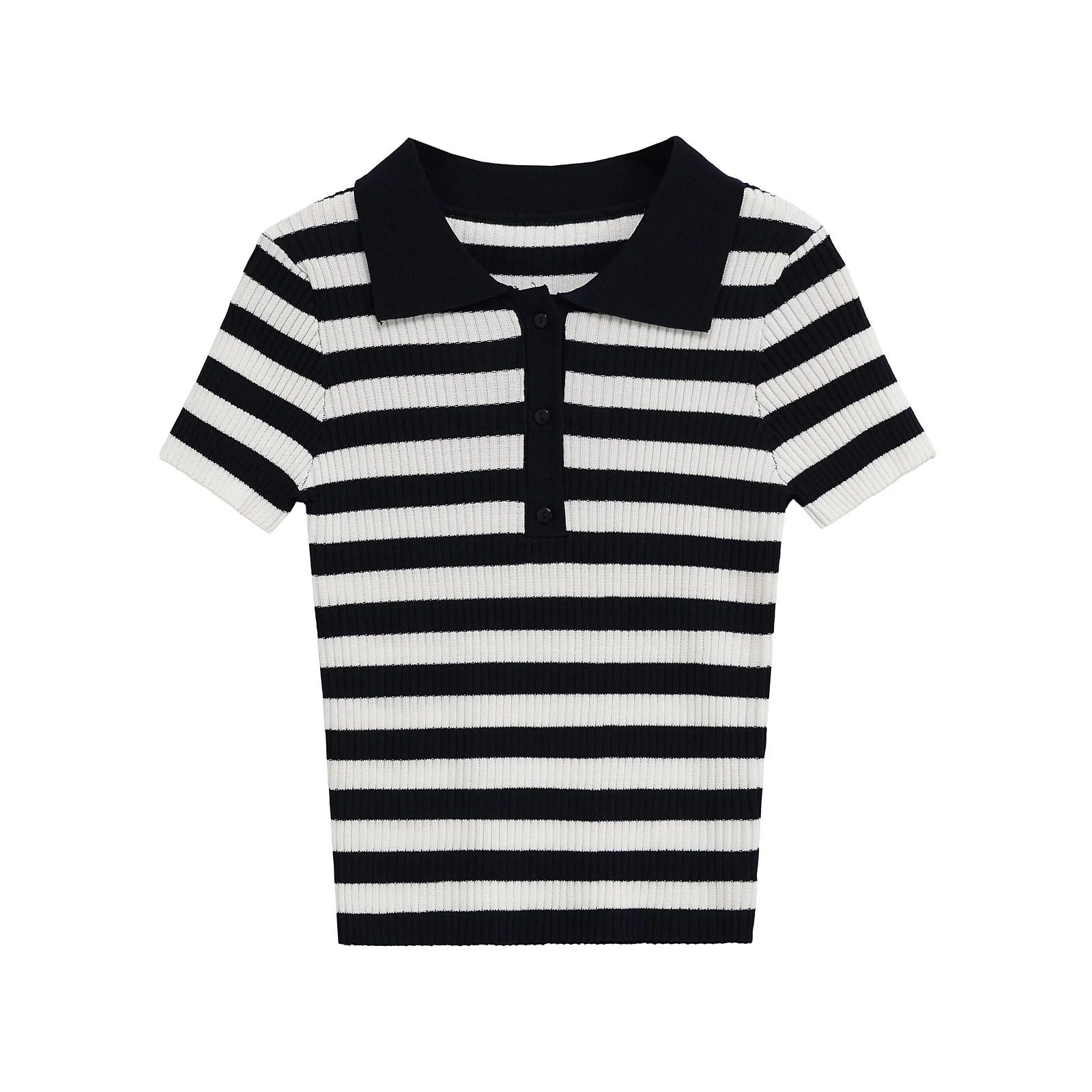 

TRAF ZR New Knitted Women's Short Sleeve Polo Shirt Y2k Jerseys Shirts Striped Top Pulovers Tee T-shirt Ladies 2025 Golf Wear