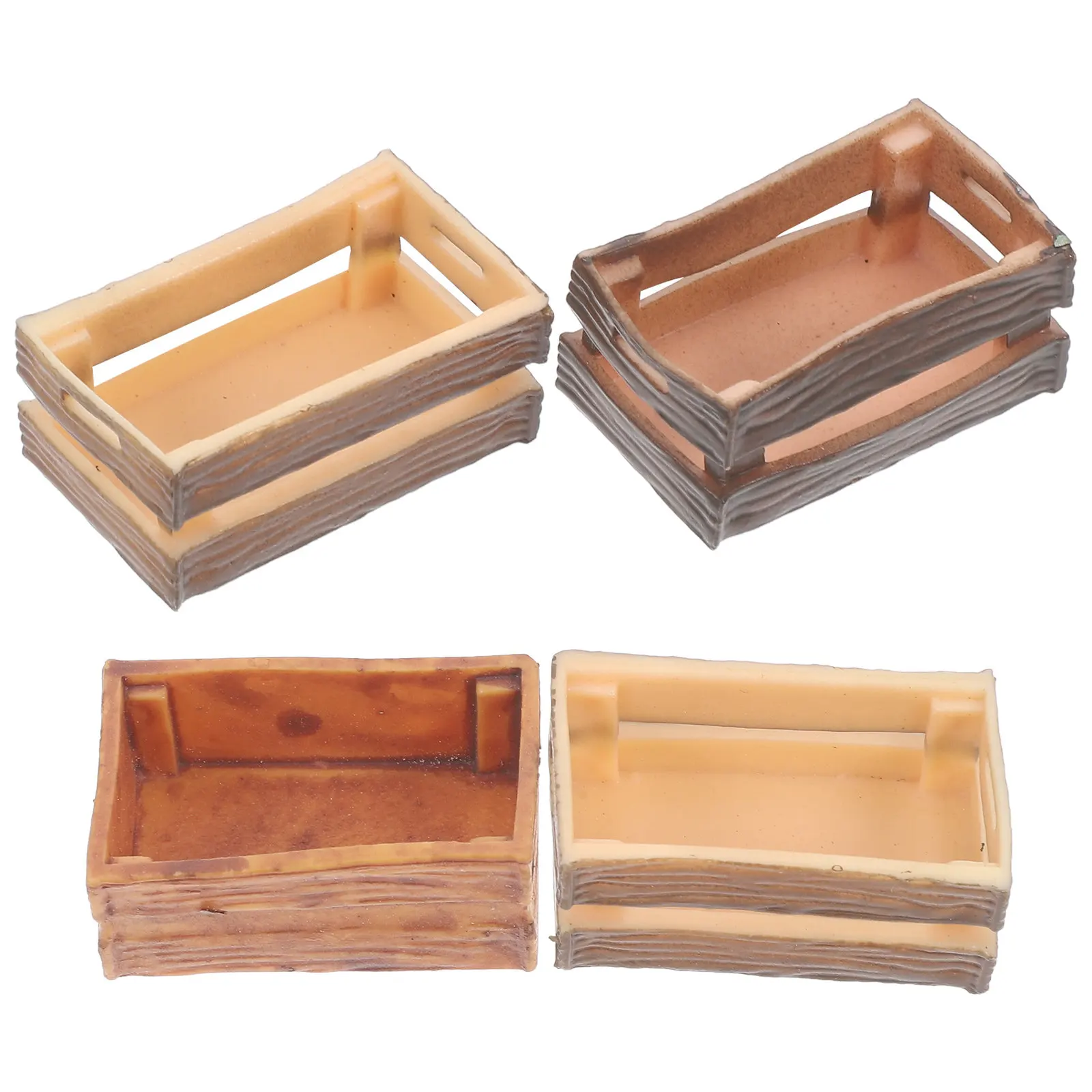 

Набор из 4 миниатюрных ящиков из ПВХ, маленькие коробки для хранения, в деревенском стиле, аксессуары для мини-домиков, принадлежности для ролевых игр, для создания микросцен