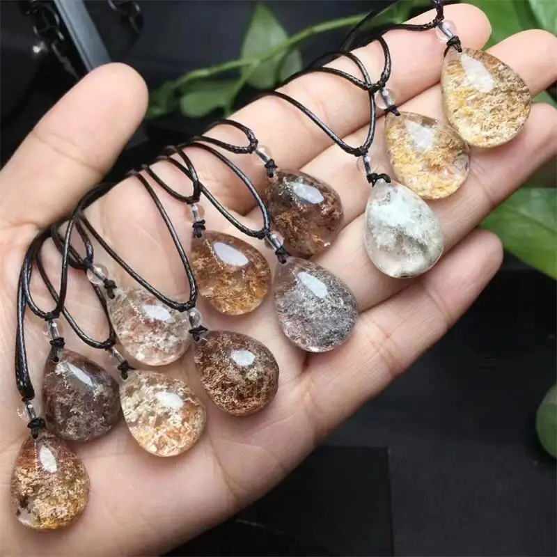 S925 Natural Colored Garden Quartz Teardrop Pendant Jewelry For Pendant Earring Bracelet Reiki Healing Stone DIY Accessories