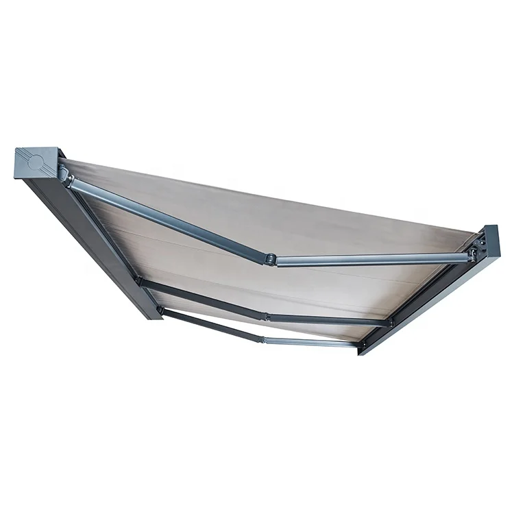Manufacture Tubular Led Light 5x3m Awnings Outdoor  Motorized Full Cassette Retractable Awning  Customization