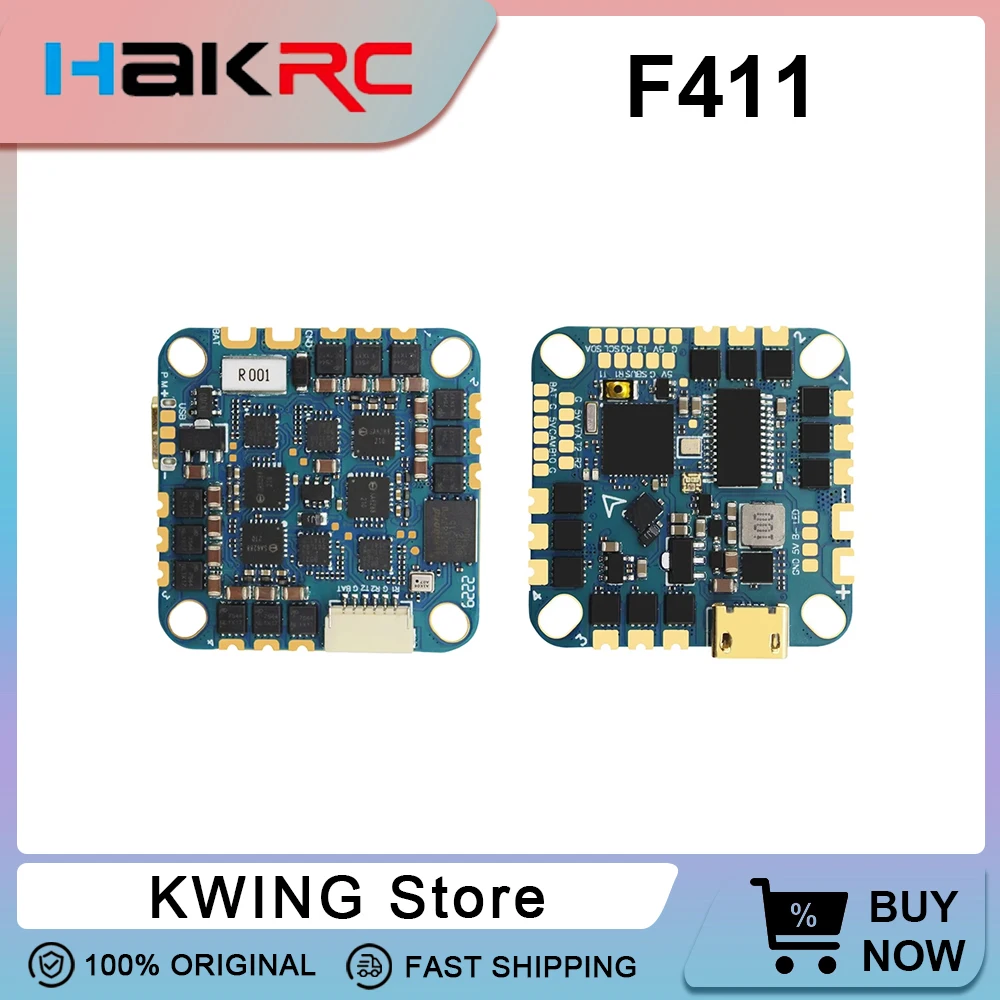 

HAKRC F4126 F411 Контроллер полета AIO ICM42688 BLHELI_S 20A/40A ESC Встроенный OSD барометр Датчик тока 2-6S для FPV RC Drone