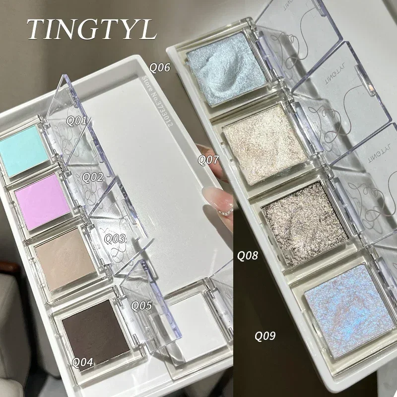 Sombra de ojos azul-rosa con purpurina, 9 colores, textura de patata, brillo nacarado, gusano de seda, Diamante impermeable, maquillaje coreano polarizado