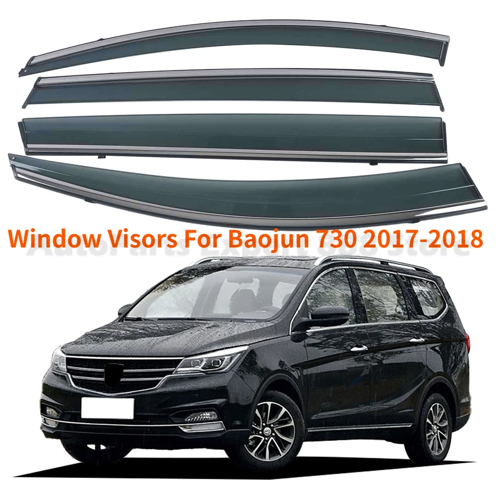 Window Visors For Baojun 730 2017-2018 with Stainless Steel Strips Weather Shield Thickening Type Modification Parts