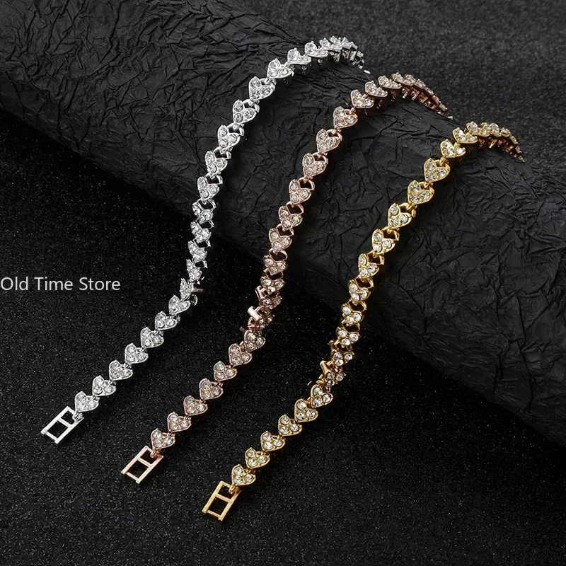 NEW Exquisite Luxury Roman Crystal Bracelet For Women Wedding Gift Korean Rose Gold Silver Color Chain Bracelets Jewelry