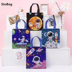 StoBag,Non Woven, Astronaut Gift Tote Bag, Spaceman Series Cartoon, Wrapping Clothes Book, For Children's Day, Kids Party