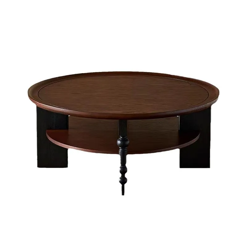 

French retro coffee table round, American tea table, household small table small apartment living room coffee table 2023 new