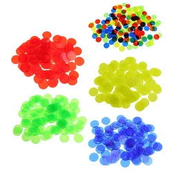 100pcs 19*1.5mm Bingo Game Accessories Chip Transparent Color Counter Plastic Markers Bingo Supplies Counter for Math Game Token