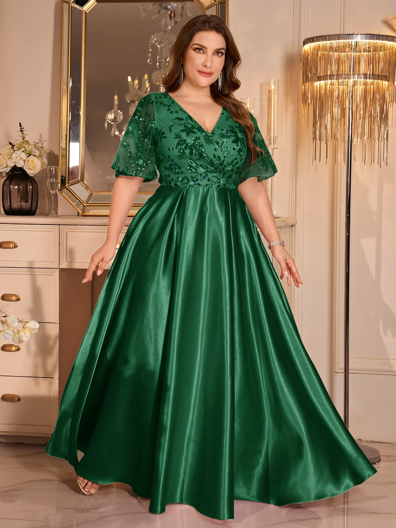 elegant-plus-size-blue-short-sleeve-sequin-a-line-formal-evening-dress-women-long-wedding-party-bridesmaid-guest-gowns