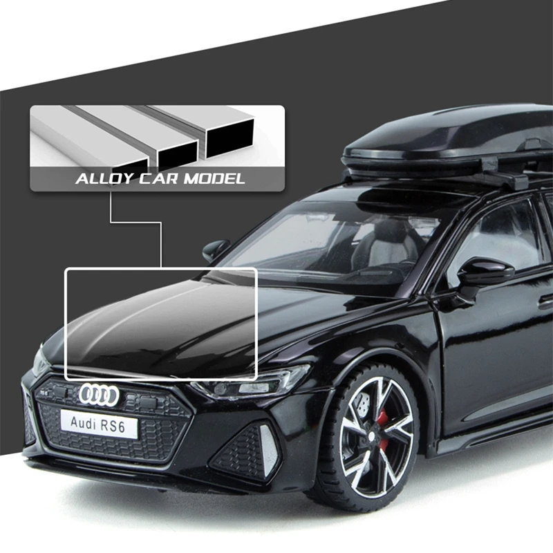 1/32 Audi RS6 Avant Alloy Station Wagon Car Model Diecast Metal Toy Vehicles Car Model Simulation Sound and Light Childrens Gift